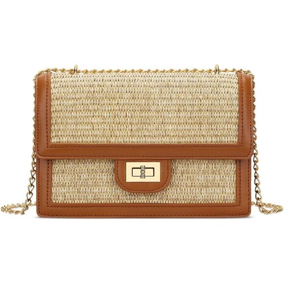 Women Straw Crossbody Bag Summer Shoulder Beach Vegan Leather Compact main image 6